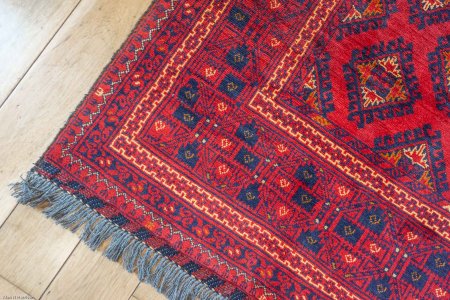 Hand-Knotted Kundoz Rug From Afghanistan