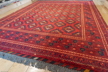 Hand-Knotted Kundoz Rug From Afghanistan