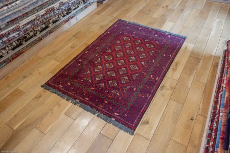 Hand-Knotted Kundoz Rug From Afghanistan