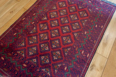 Hand-Knotted Kundoz Rug From Afghanistan