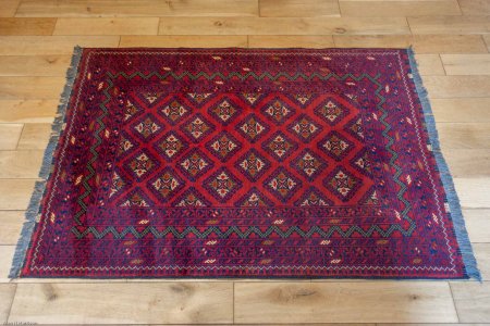 Hand-Knotted Kundoz Rug From Afghanistan