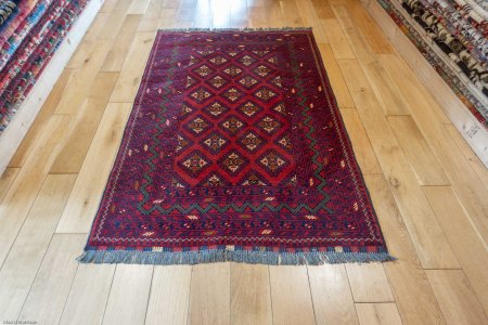 Hand-Knotted Kundoz Rug From Afghanistan