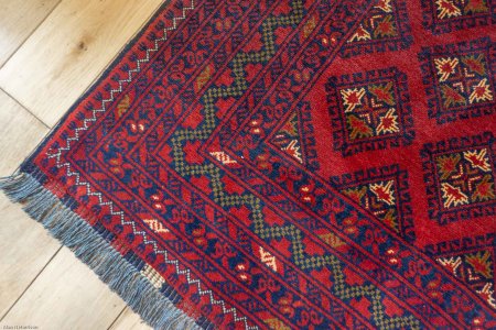 Hand-Knotted Kundoz Rug From Afghanistan