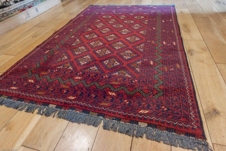 Hand-Knotted Kundoz Rug From Afghanistan