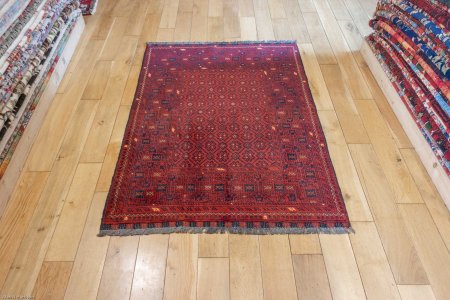 Hand-Knotted Kundoz Rug From Afghanistan