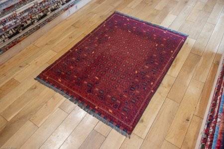 Hand-Knotted Kundoz Rug From Afghanistan