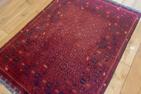 Hand-Knotted Kundoz Rug From Afghanistan