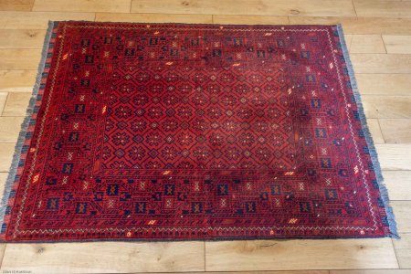 Hand-Knotted Kundoz Rug From Afghanistan