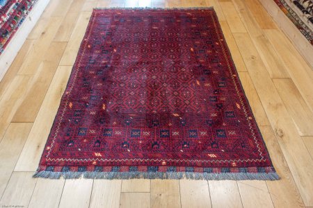 Hand-Knotted Kundoz Rug From Afghanistan
