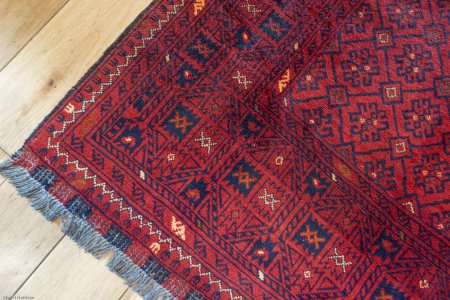 Hand-Knotted Kundoz Rug From Afghanistan