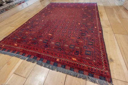 Hand-Knotted Kundoz Rug From Afghanistan