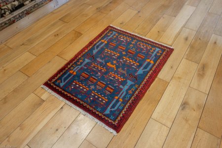 Hand-Knotted Beluch Rug From Afghanistan