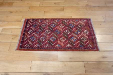 Hand-Knotted Chubi Rug From Afghanistan
