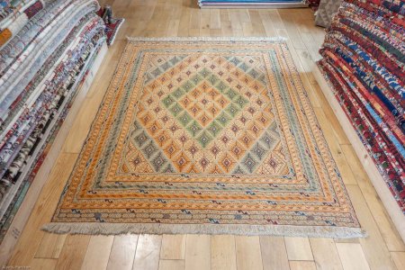 Hand-Knotted Fine Mushwani Rug From Afghanistan