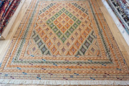 Hand-Knotted Fine Mushwani Rug From Afghanistan