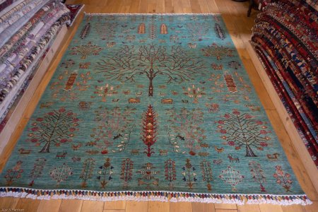 Hand-Knotted Khorjin Rug From Afghanistan