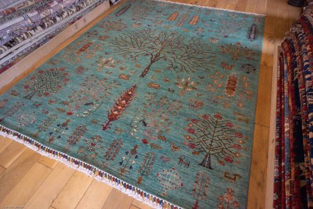 Hand-Knotted Khorjin Rug From Afghanistan