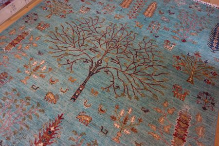 Hand-Knotted Khorjin Rug From Afghanistan