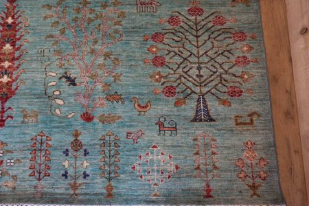 Hand-Knotted Khorjin Rug From Afghanistan