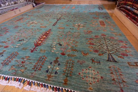 Hand-Knotted Khorjin Rug From Afghanistan