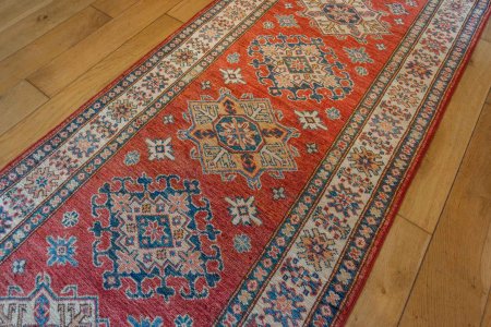 Hand-Knotted Kazak Runner From Afghanistan