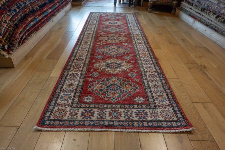 Hand-Knotted Kazak Runner From Afghanistan