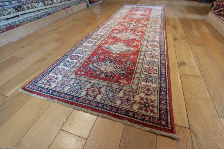 Hand-Knotted Kazak Runner From Afghanistan