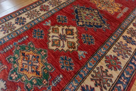 Hand-Knotted Kazak Runner From Afghanistan