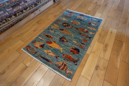 Hand-Knotted Khorjin Rug From Afghanistan