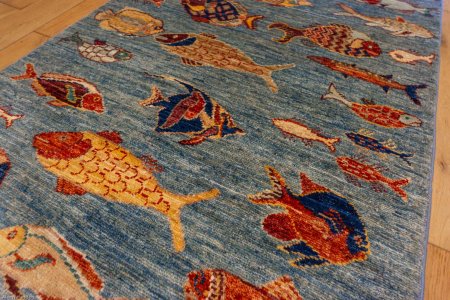 Hand-Knotted Khorjin Rug From Afghanistan