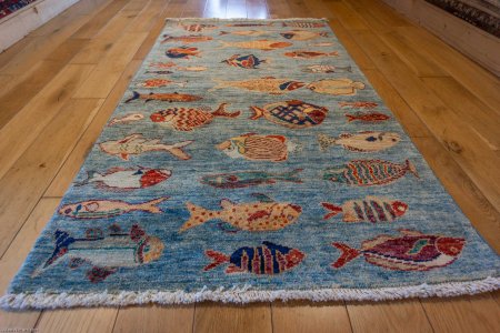 Hand-Knotted Khorjin Rug From Afghanistan