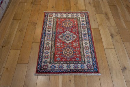 Hand-Knotted Kazak Rug From Afghanistan