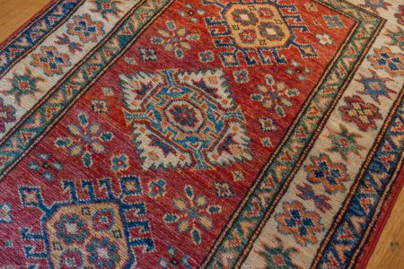 Hand-Knotted Kazak Rug From Afghanistan
