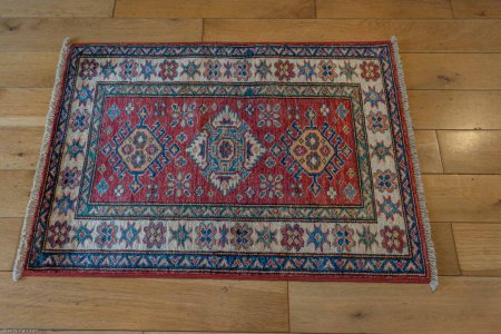 Hand-Knotted Kazak Rug From Afghanistan