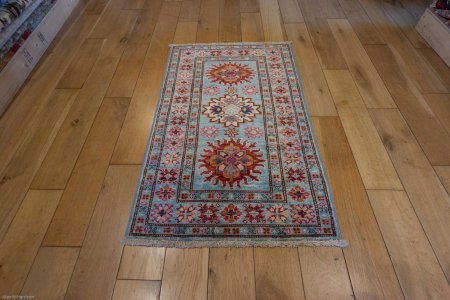 Hand-Knotted Kazak Rug From Afghanistan