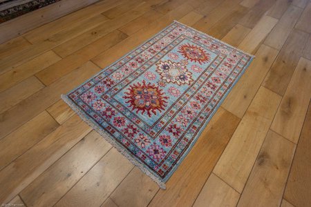 Hand-Knotted Kazak Rug From Afghanistan