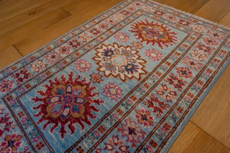 Hand-Knotted Kazak Rug From Afghanistan