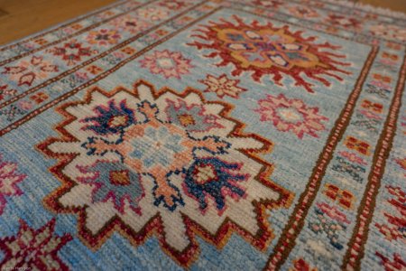 Hand-Knotted Kazak Rug From Afghanistan