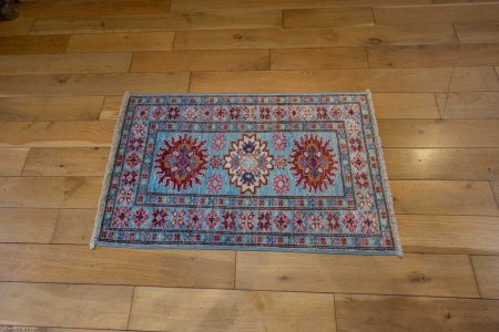 Hand-Knotted Kazak Rug From Afghanistan