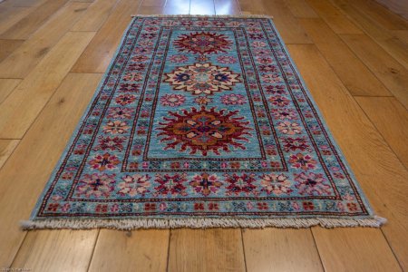 Hand-Knotted Kazak Rug From Afghanistan