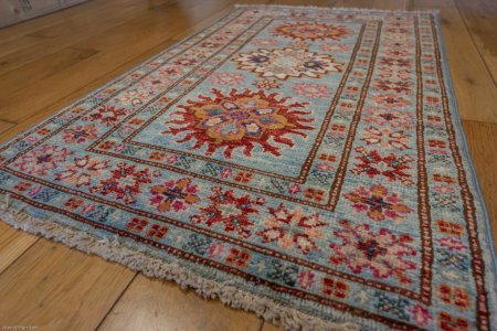 Hand-Knotted Kazak Rug From Afghanistan