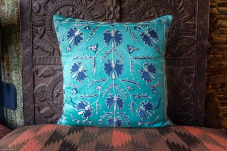 Hand-Made Sozani Silk Embroidered Cushion From Turkey
