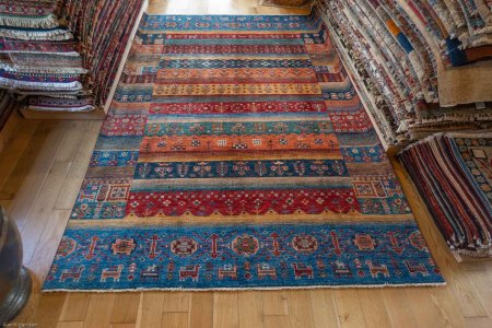 Hand-Knotted Loribaft Rug From Afghanistan