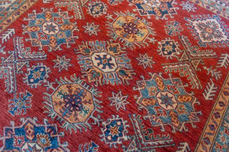 Hand-Knotted Kazak Rug From Afghanistan