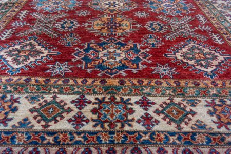 Hand-Knotted Kazak Rug From Afghanistan