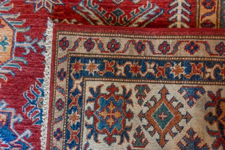 Hand-Knotted Kazak Rug From Afghanistan