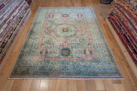 Hand-Knotted Fine Mamluk Rug From Afghanistan