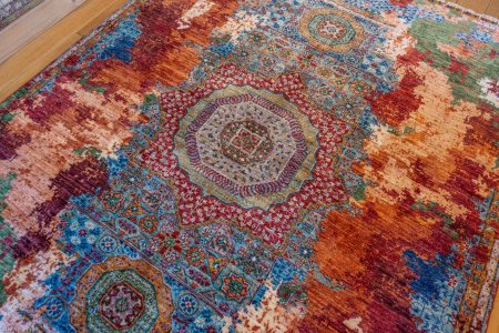 Hand-Knotted Fine Mamluk Rug From Afghanistan