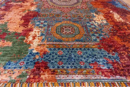 Hand-Knotted Fine Mamluk Rug From Afghanistan