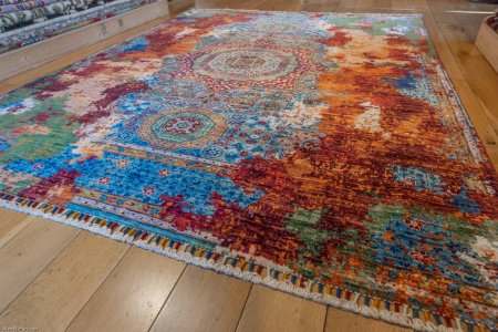 Hand-Knotted Fine Mamluk Rug From Afghanistan
